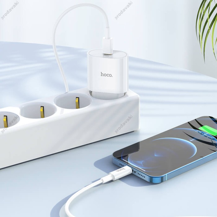 Мережевий зарядний пристрій HOCO C94A Metro single port charger Type-C cable 20W White