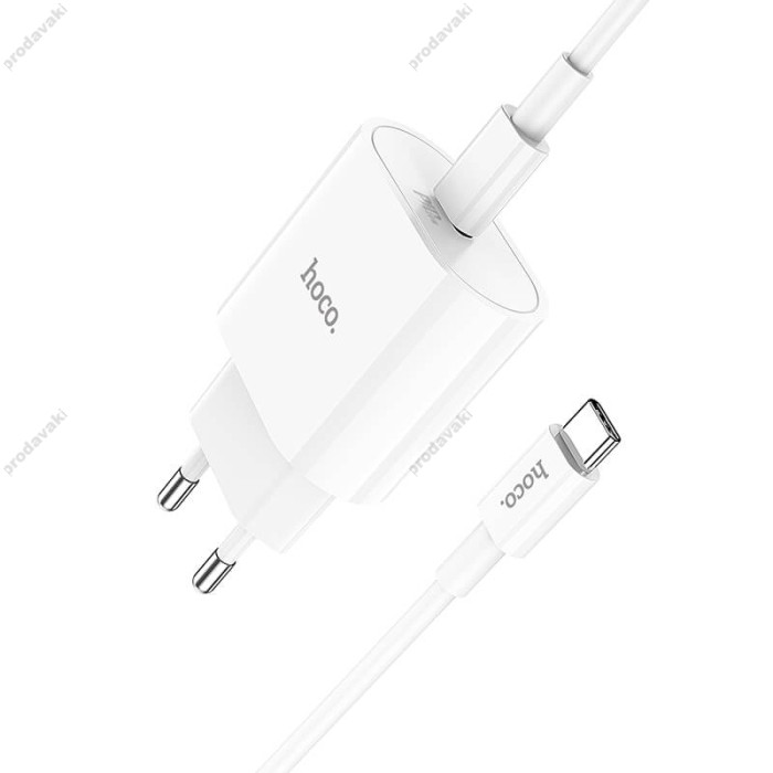 Мережевий зарядний пристрій HOCO C94A Metro single port charger Type-C cable 20W White