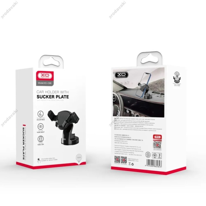 Автомобільний тримач XO C88 Suction Cup Car Bracket One-touch lock for stable travel Black