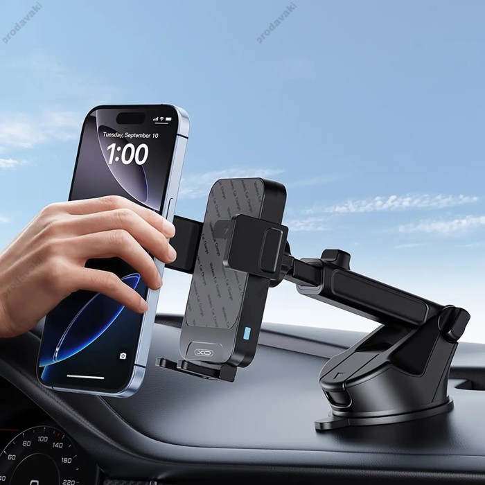 Автомобільний тримач із бездротовою зарядкою XO WX043 Wireless Charger Suction Cup Model 15W Black