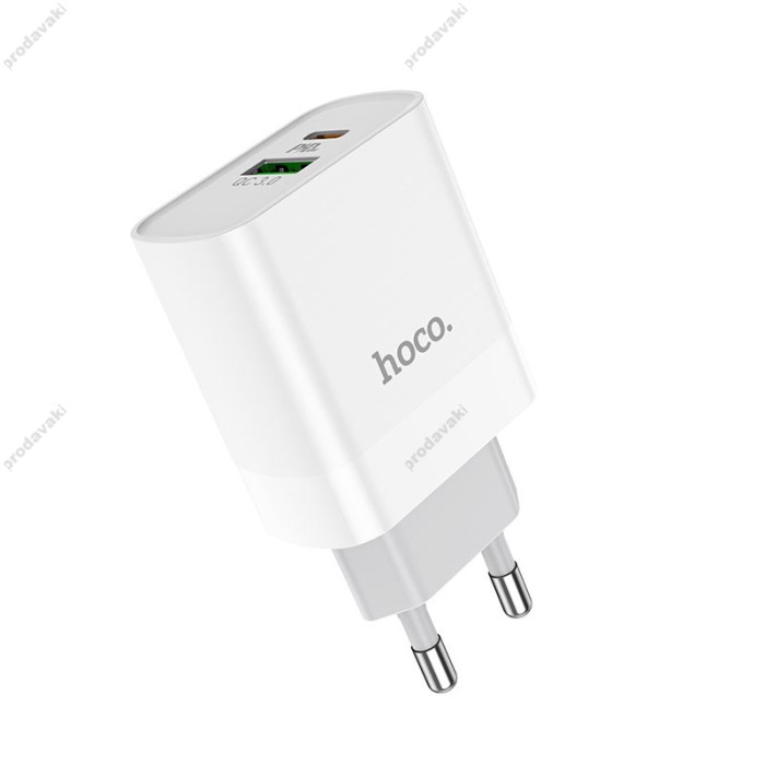 Мережевий зарядний пристрій Hoco C80A Rapido charger Type-C cable 20W White