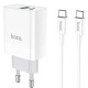 Мережевий зарядний пристрій Hoco C80A Rapido charger Type-C cable 20W White