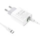 Мережевий зарядний пристрій Hoco C80A Rapido charger Type-C cable 20W White