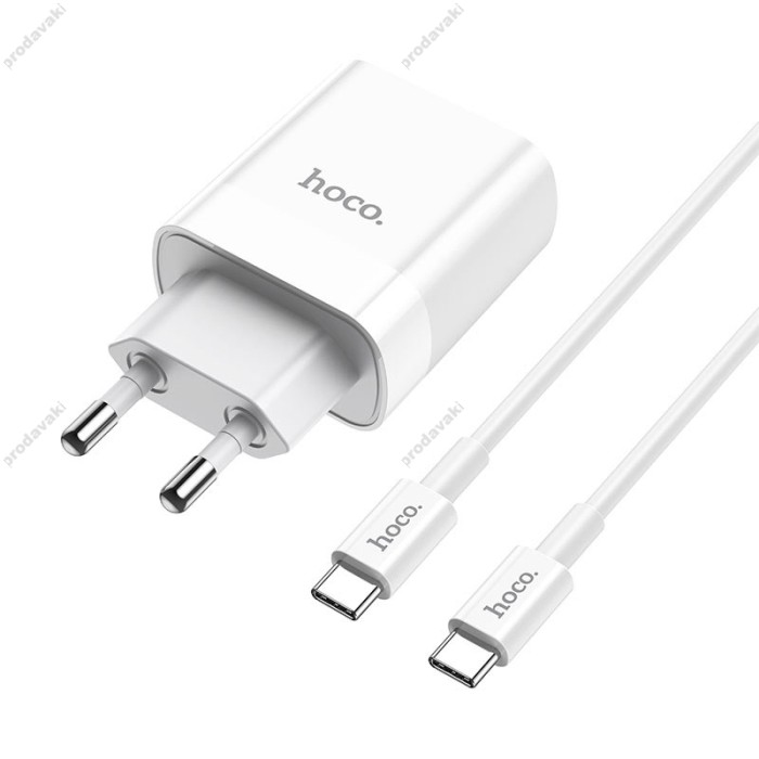 Мережевий зарядний пристрій Hoco C80A Rapido charger Type-C cable 20W White