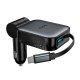 Автомобільний зарядний пристрій Hoco Z67 Triunfar car charger with telescopic Type-C cable 60W Grey