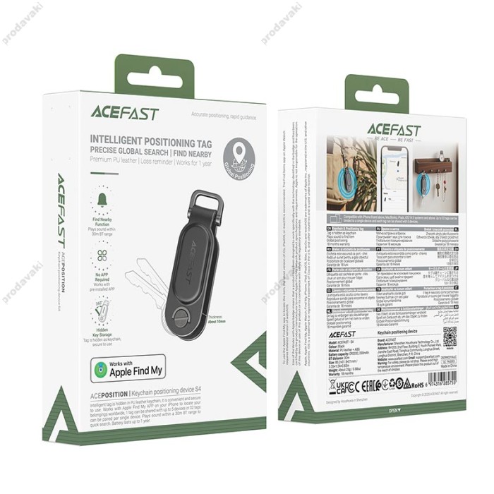 Пошуковий трекер ACEFAST S4 keychain positioning device IOS Black