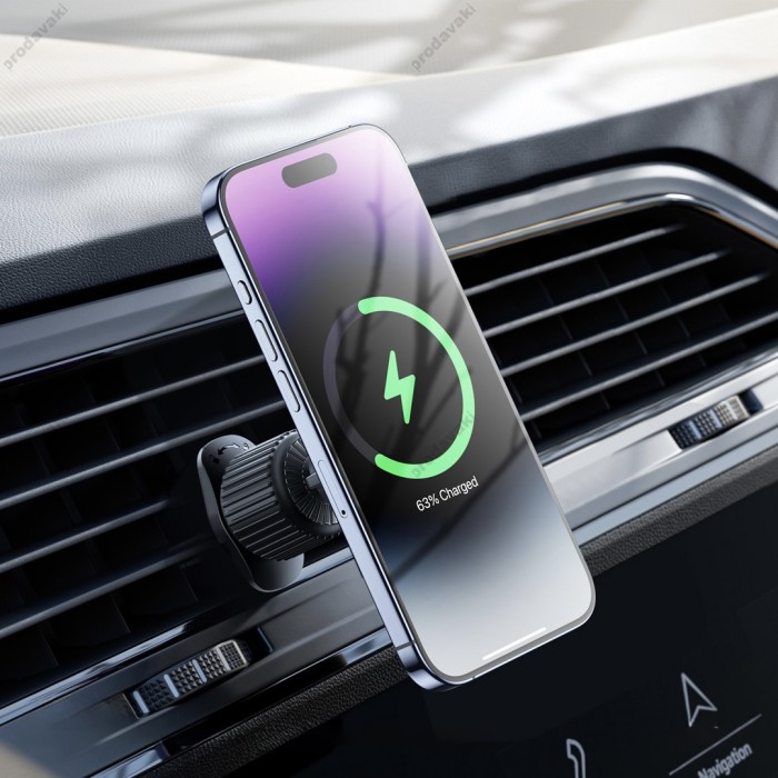 Автомобільний тримач із бездротовою зарядкою XO CX025 Magnetic Car Air Vent Wireless Charger 15W Black