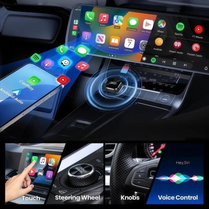 Автомобільний бездротовий адаптер Carplay/Android Auto XO CZ026 mini Carplay in-car Black