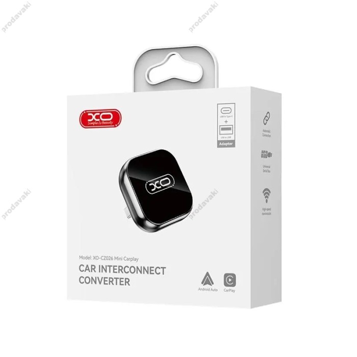 Автомобільний бездротовий адаптер Carplay/Android Auto XO CZ026 mini Carplay in-car Black