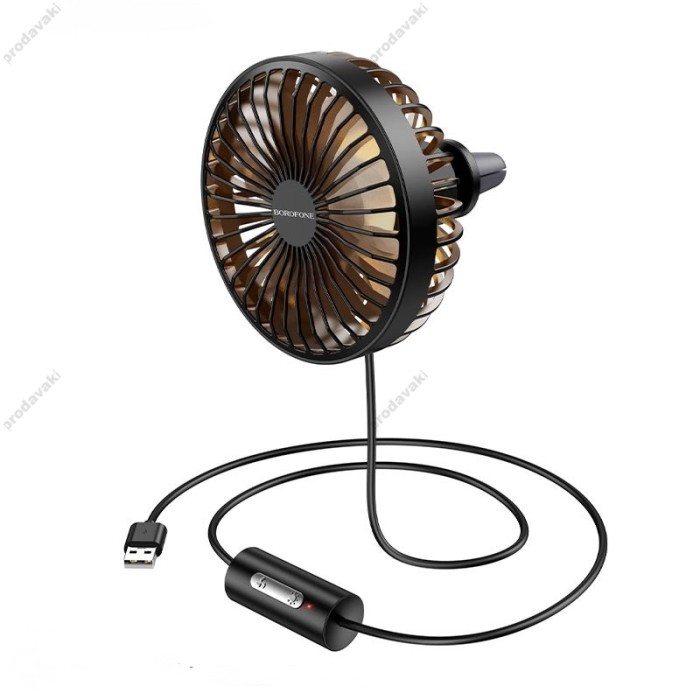 Вентилятор в салон автомобіля BOROFONE DBF11 Wind wire control car fan Black