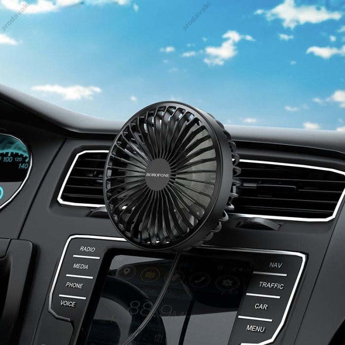 Вентилятор в салон автомобіля BOROFONE DBF11 Wind wire control car fan Black