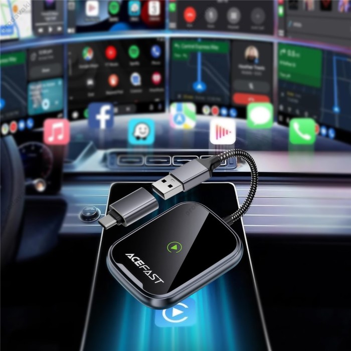 Автомобільний бездротовий адаптер Carplay/Android Auto ACEFAST QC1 Wireless Adapter for Car Grey