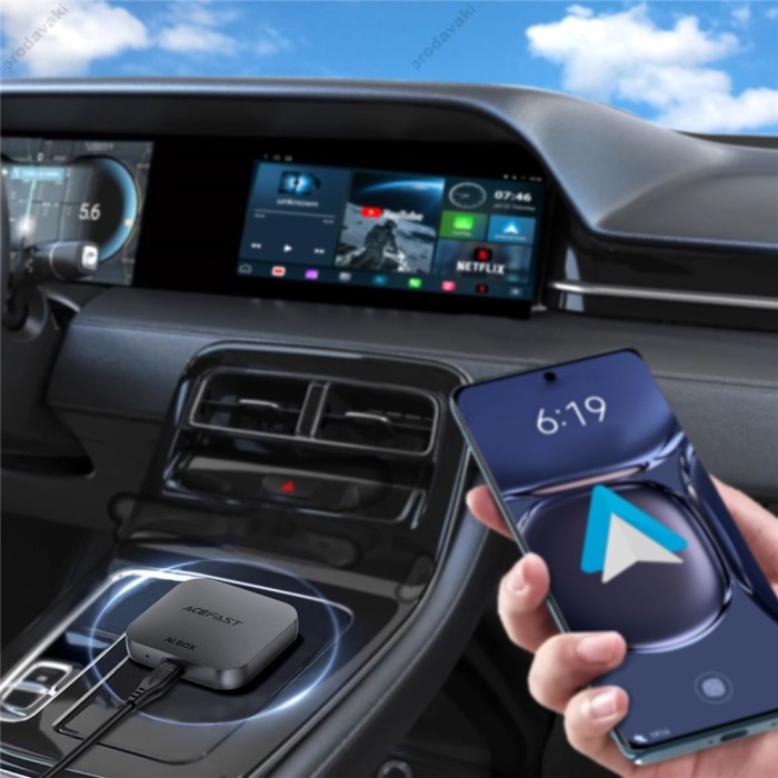 Автомобільний бездротовий адаптер Carplay/Android Auto ACEFAST QC2 Wireless Adapter for Car Grey