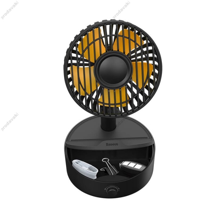 Вентилятор в салон автомобіля Baseus Hermit wireless charger with oscillating fan Black WXYZ-B01