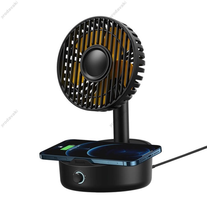 Вентилятор в салон автомобіля Baseus Hermit wireless charger with oscillating fan Black WXYZ-B01