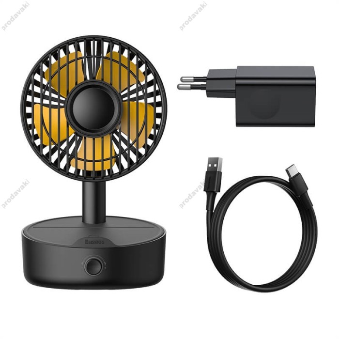 Вентилятор в салон автомобіля Baseus Hermit wireless charger with oscillating fan Black WXYZ-B01