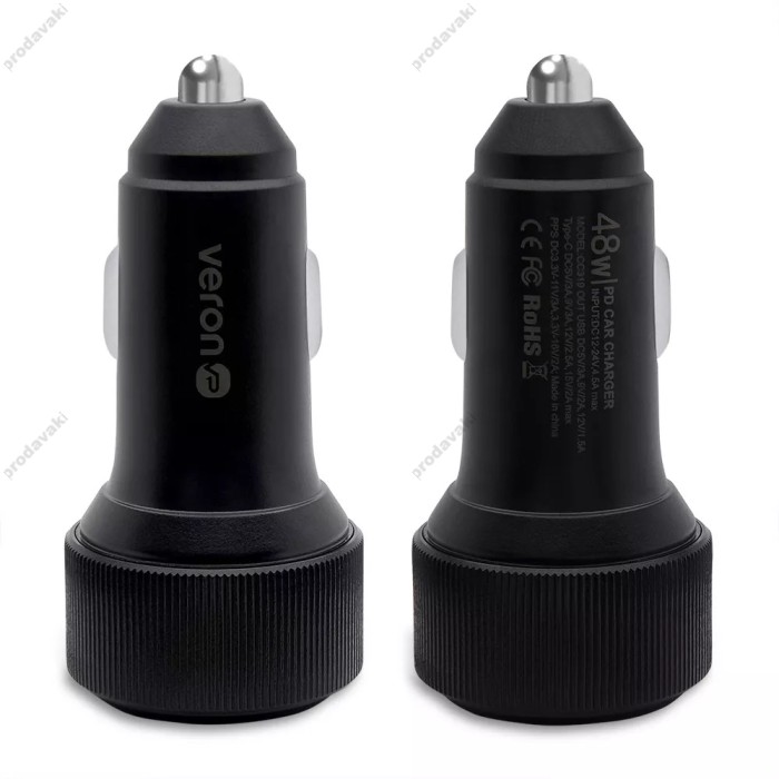 Автомобільний зарядний пристрій Veron CC-319 48W Black