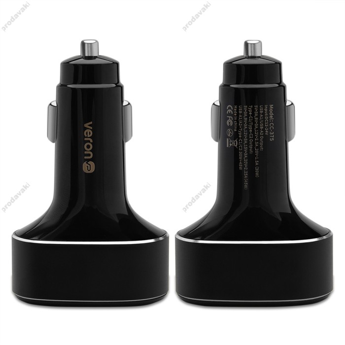 Автомобільний зарядний пристрій Veron CC-375 75W Black