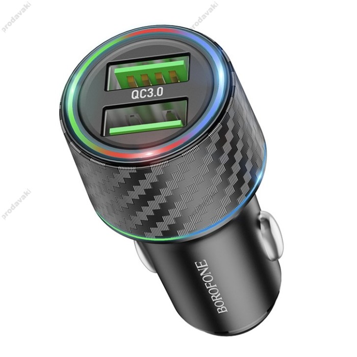 Автомобільний зарядний пристрій BOROFONE BZ21A Brilliant dual port car charger 36W Black