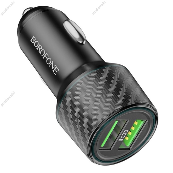 Автомобільний зарядний пристрій BOROFONE BZ21A Brilliant dual port car charger 36W Black