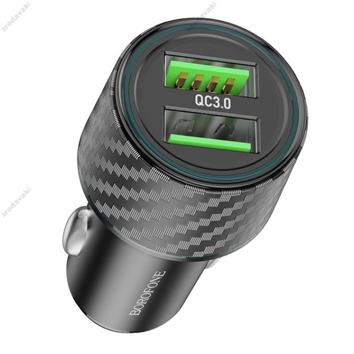 Автомобільний зарядний пристрій BOROFONE BZ21A Brilliant dual port car charger 36W Black