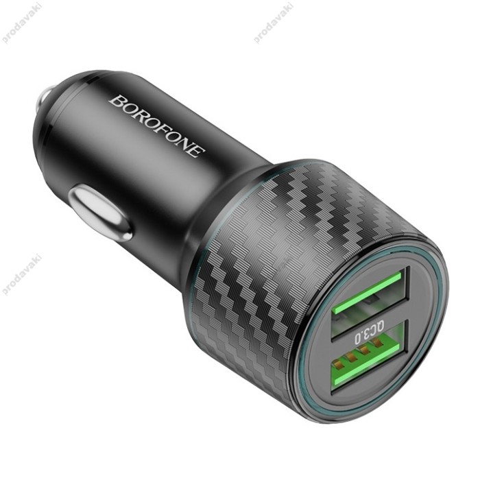 Автомобільний зарядний пристрій BOROFONE BZ21A Brilliant dual port car charger 36W Black