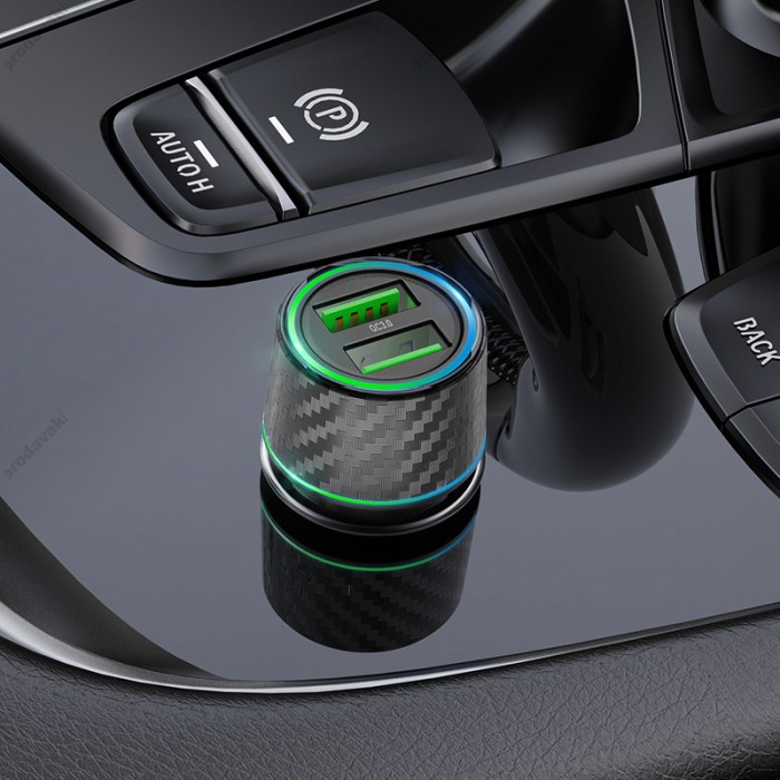 Автомобільний зарядний пристрій BOROFONE BZ21A Brilliant dual port car charger 36W Black