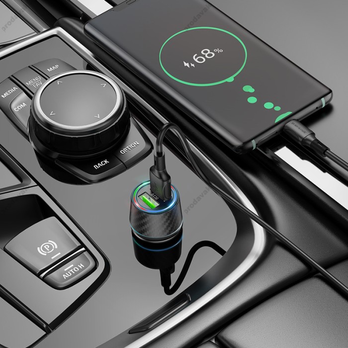Автомобільний зарядний пристрій BOROFONE BZ21A Brilliant dual port car charger 36W Black