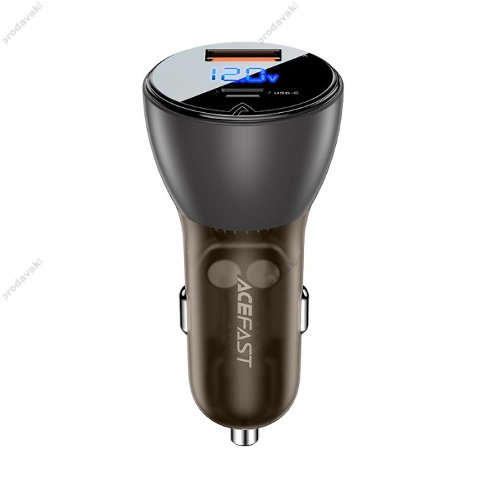 Автомобільний зарядний пристрій ACEFAST B6 metal Car charger 6A 63W Black