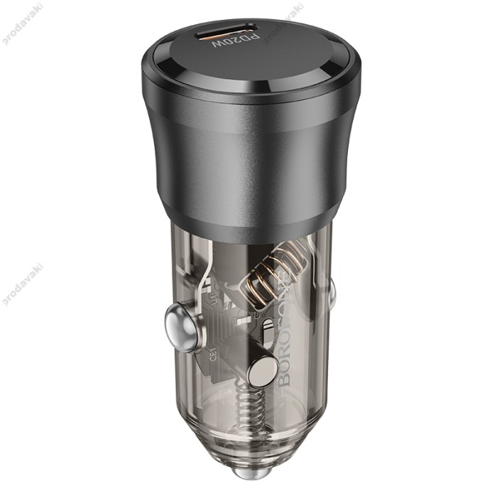 Автомобільний зарядний пристрій BOROFONE BZ24 Clever single port 3A 20W Transparent Black