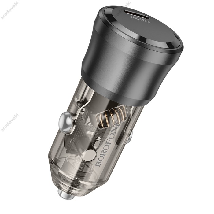 Автомобільний зарядний пристрій BOROFONE BZ24 Clever single port 3A 20W Transparent Black