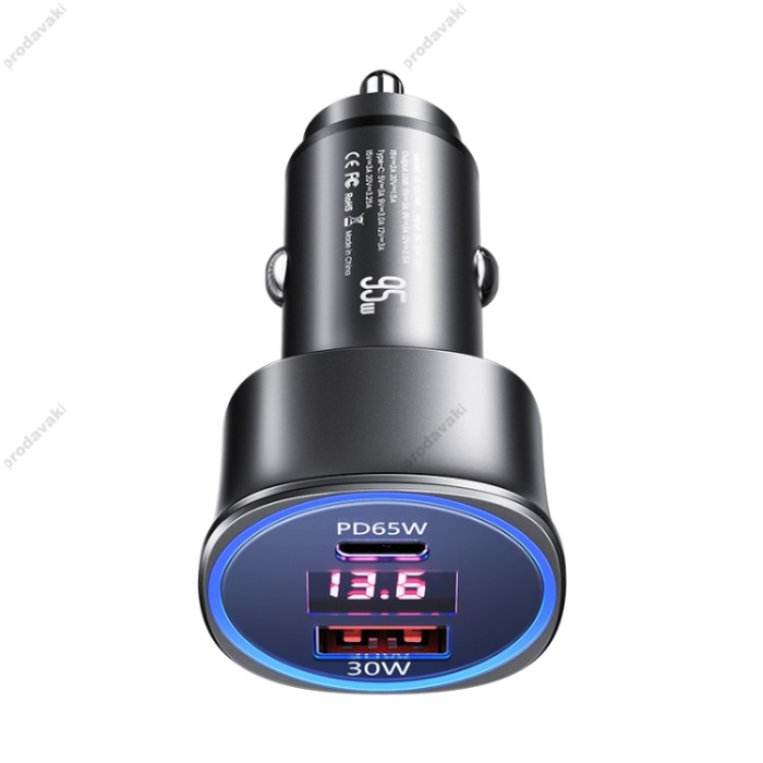 Автомобільний зарядний пристрій USAMS US-CC146 C26 Dual Ports Digital Display