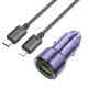 Автомобільний зарядний пристрій Hoco Z52 Spacious Car charger Lightnig Cable A 38W Transparent Purple