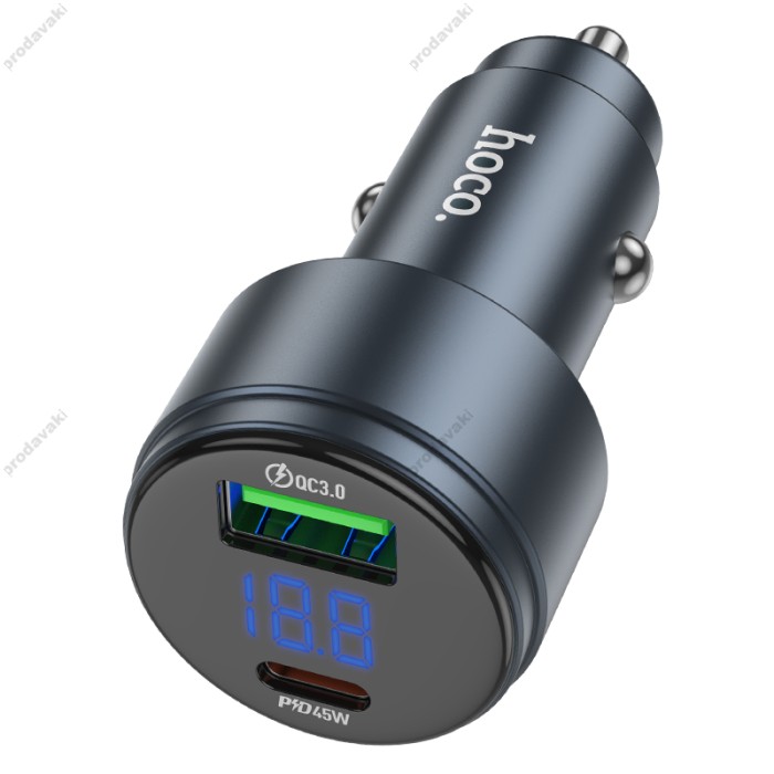 Автомобільний зарядний пристрій Hoco Z57B Glorious dual-port 3A 63W Transparent Grey