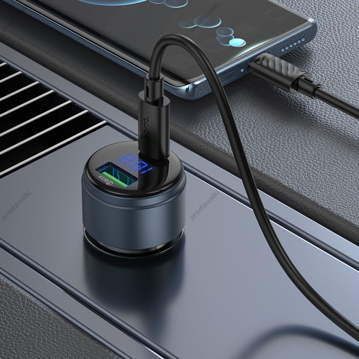 Автомобільний зарядний пристрій Hoco Z57B Glorious dual-port 3A 63W Transparent Grey