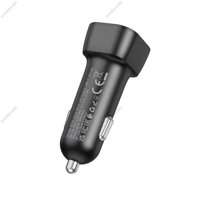 Автомобільний зарядний пристрій BOROFONE BZ28 Trophie single port 3A 30W Black