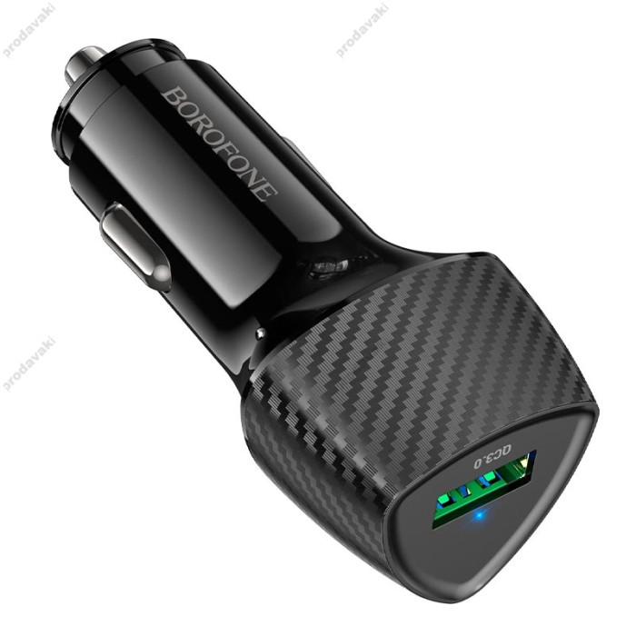 Автомобільний зарядний пристрій BOROFONE BZ31 Solid single-port 3A 18W Black