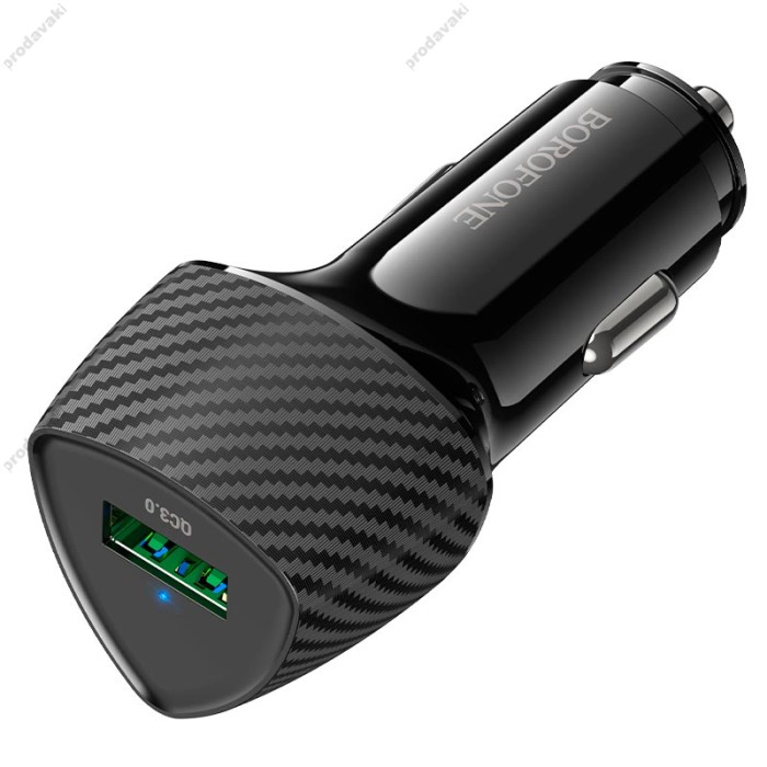 Автомобільний зарядний пристрій BOROFONE BZ31 Solid single-port 3A 18W Black