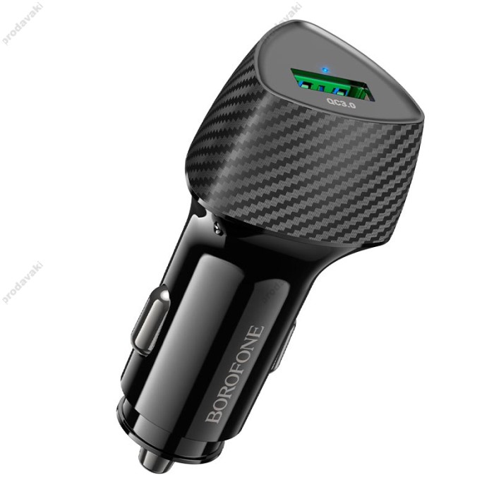 Автомобільний зарядний пристрій BOROFONE BZ31 Solid single-port 3A 18W Black