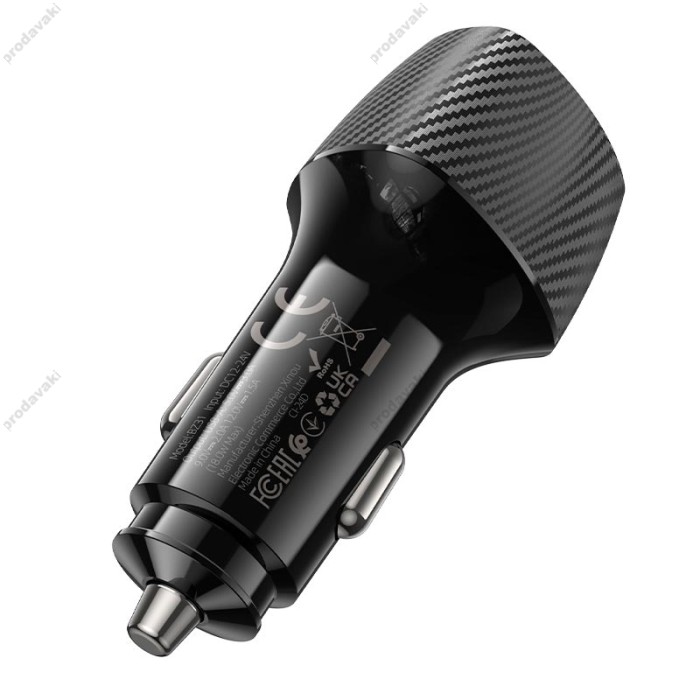 Автомобільний зарядний пристрій BOROFONE BZ31 Solid single-port 3A 18W Black