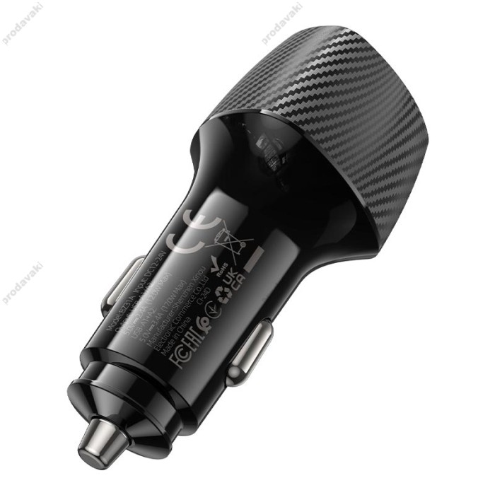 Автомобільний зарядний пристрій BOROFONE BZ31A Solid dual-port 3.4A 17W Black