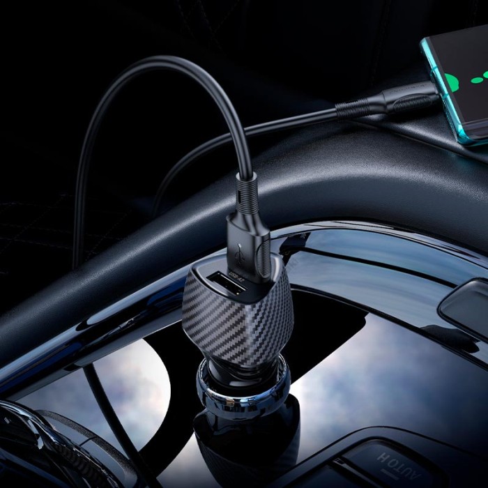 Автомобільний зарядний пристрій BOROFONE BZ31A Solid dual-port 3.4A 17W Black
