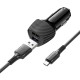 Автомобільний зарядний пристрій BOROFONE BZ31A Solid dual-port Micro USB Set 3.4A 17W Black