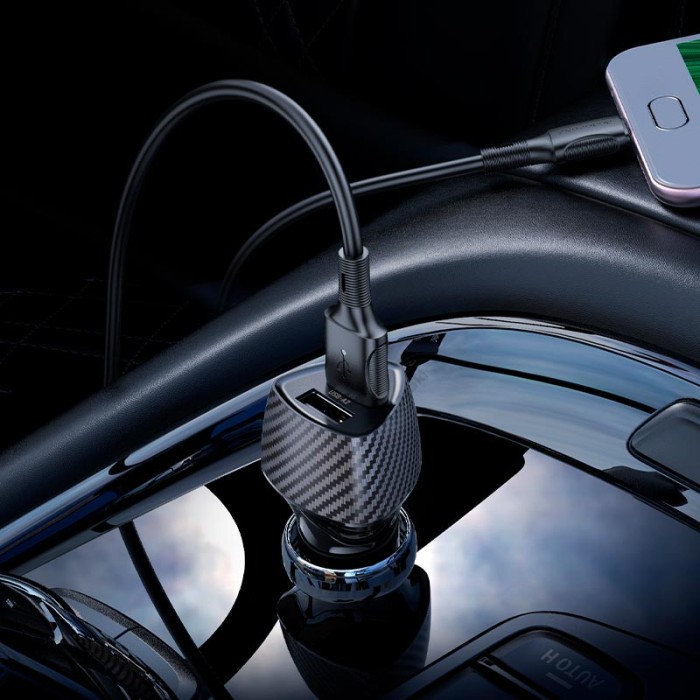 Автомобільний зарядний пристрій BOROFONE BZ31A Solid dual-port Micro USB Set 3.4A 17W Black