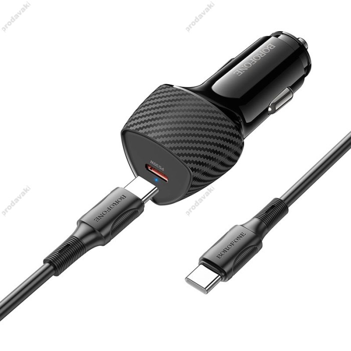 Автомобільний зарядний пристрій BOROFONE BZ31B Solid single-port Type-C Set 3A 30W Black