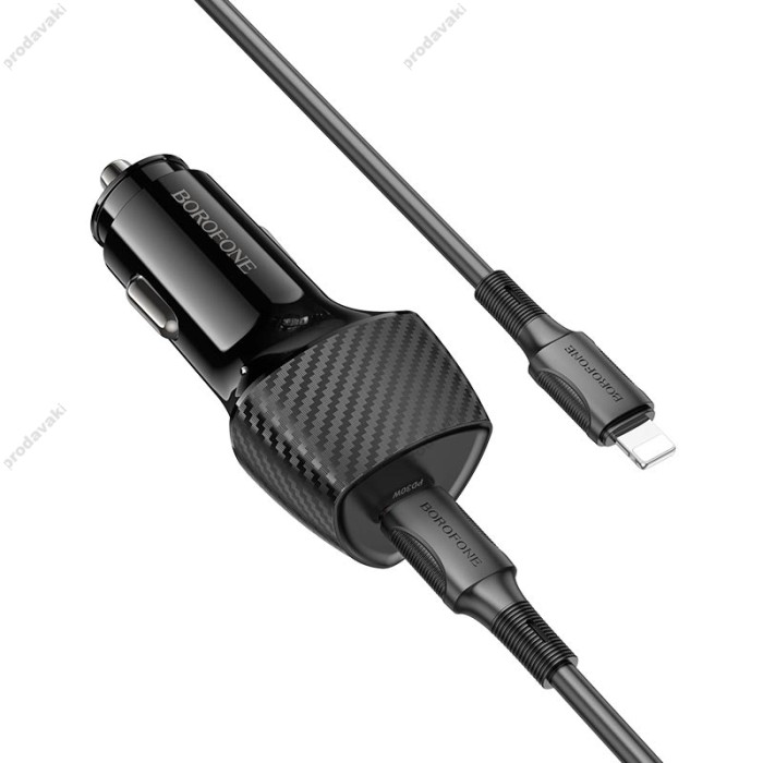 Автомобільний зарядний пристрій BOROFONE BZ31B Solid single-port Lightning Set 3A 30W Black