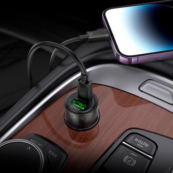 Автомобільний зарядний пристрій Hoco Z52 Spacious Car charger 3A 38W Transparent Black