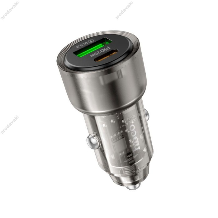 Автомобільний зарядний пристрій Hoco Z52 Spacious Car charger 3A 38W Transparent Black