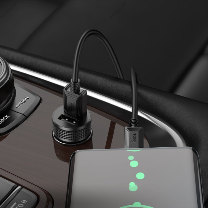 Автомобільний зарядний пристрій HOCO Z49 Level dual port Car charger 12W Black