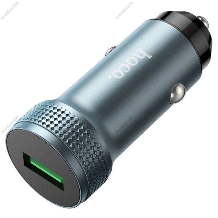 Автомобільний зарядний пристрій Hoco Z49A Level single port Car charger QC 3.0A 18W Metal grey